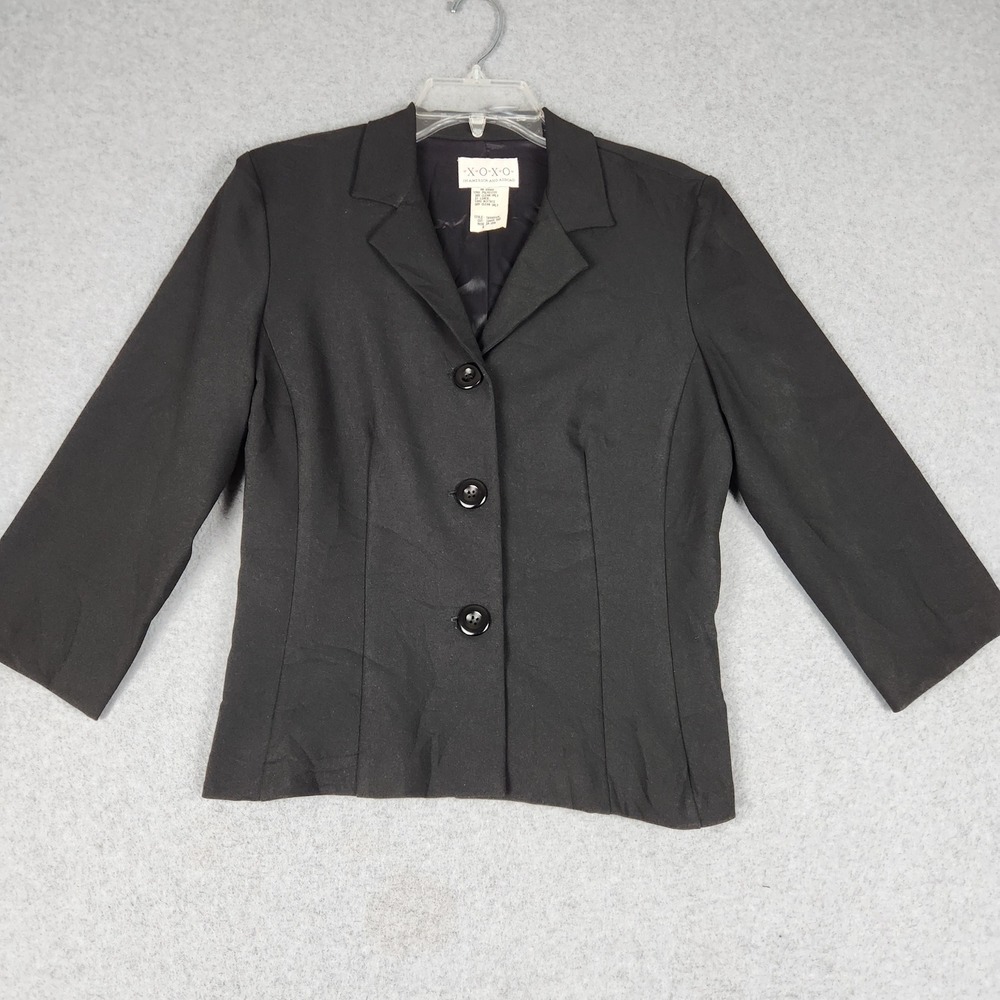 XOXO Blazer Womens Medium Black Notch Lapel Single Breasted 3-Button Business‎